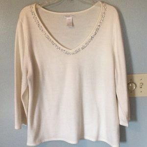 Winter white v neck sweater